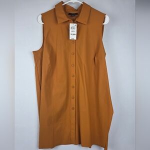 Alfani Sunset Lily Sleeveless Front Button Shirt Women Size M